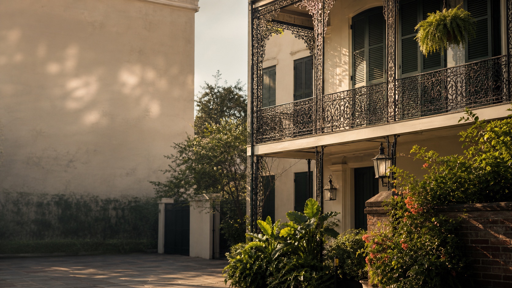 Historic New Orleans homes and greenery